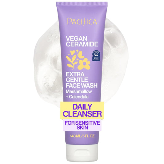 Face Wash Cleanser Vegan Ceramide Barrier Repair Extra Gentle for Daily Use Daily for Sensitive Skin, Fragrance Free, Calendula, Vegan & Cruelty-Free Dermatologist Tested