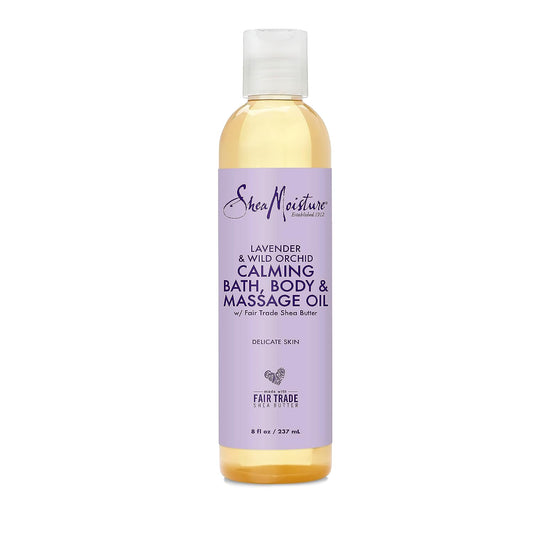 Sheamoisture Bath, Body and Massage Oil Lavender Wild Orchid Calming Moisturizer for Sensitive Skin 8 Oz