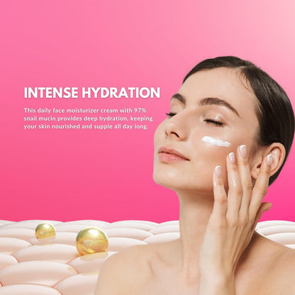 Snail Mucin 97% Daily Face Moisturizer Cream, High Potency Moisturizing Cream for Maximum Nourishment & Hydration - Korean Skincare